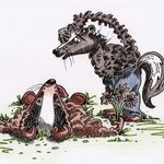 N̓səl̓xčin̓ 1 - N̓səl̓xčin̓ Stories for Beginners, second edition. - Story 16 - Skunk and Badger thumbnail